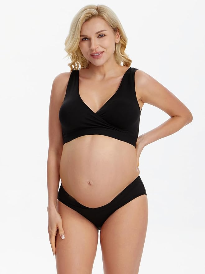 Angelhood 6 Pack Womens Cotton Maternity Underwear,Healthy Maternity Pregnancy Panties Postpartum Mother Under Bump Underwear
