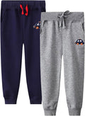 LOKTARC 2 Pack Boys Drawstring Sweatpants Cute Pattern Cotton Sport Jogger Pants