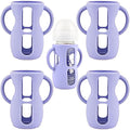 4 Pack Silicone Sleeves for Avent Natural Glass Baby Bottles, Silicone and Easy-Grip Handles for Drop Protection, Compatible with Philips Avent 4/8 OZ Glass Bottle (Light Purple, 8 OZ)