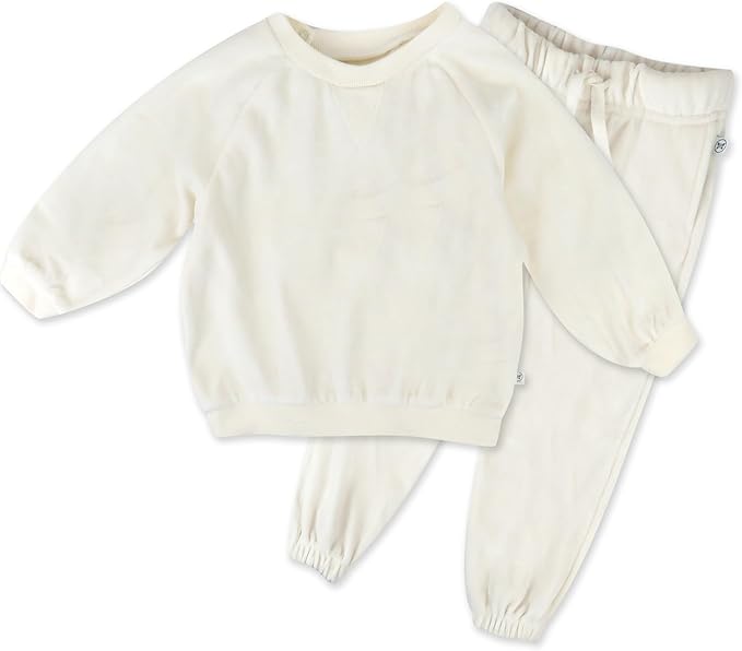 HonestBaby Baby 2-Piece Cozy Velour 100% Organic Cotton Sweatshirt and Jogger Sweatpants Set