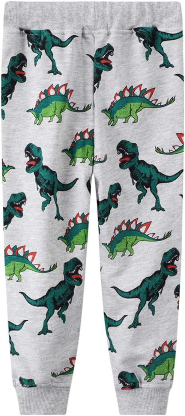 LOKTARC 2 Pack Boys Drawstring Sweatpants Cute Pattern Cotton Sport Jogger Pants