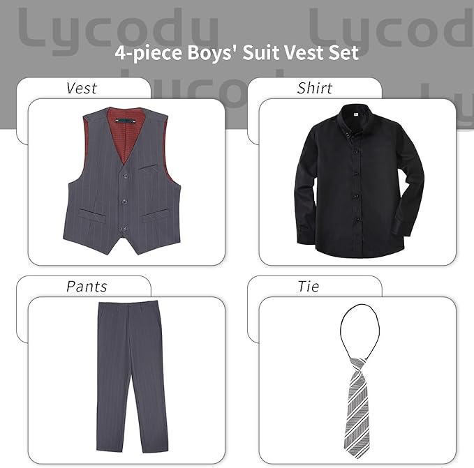 Boys Vest Set Formal Dress Suits Wedding Outfit Dresswear