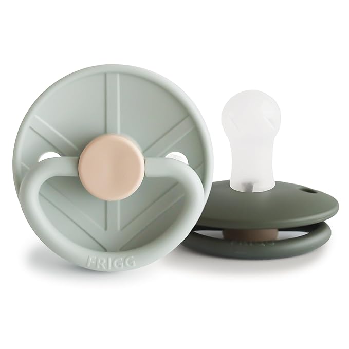 FRIGG Little Viking SilkySoft Silicone Baby Pacifier 2-Pack | Made in Denmark | BPA-Free (Sage/Olive, 0-6 Months)