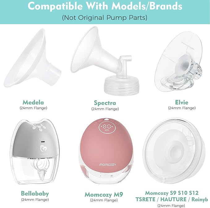 21mm Silicone Flange Inserts Compatible with Elvie Stride for Lansinoh for Medela for Spectra for eufy for Momcozy S9 S12 M5 M9 for Bellababy, Pump Parts Reduce 24-25mm elastic nipple to 21mm