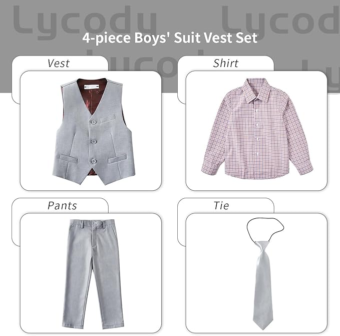 Boys Vest Set Formal Dress Suits Wedding Outfit Dresswear