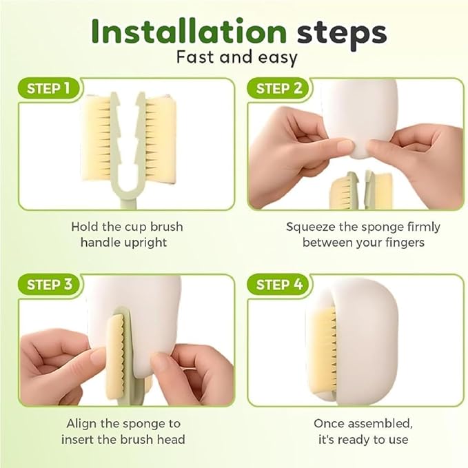 5 in 1 Bottle Cleaning Brush Set, 5‑in‑1 Multifunctional Bottle Cleaning Brush Set, Straw Cleaner Brush for Baby Bottles, Multifunctional Detachable Water Bottle Brush (2PCS White)