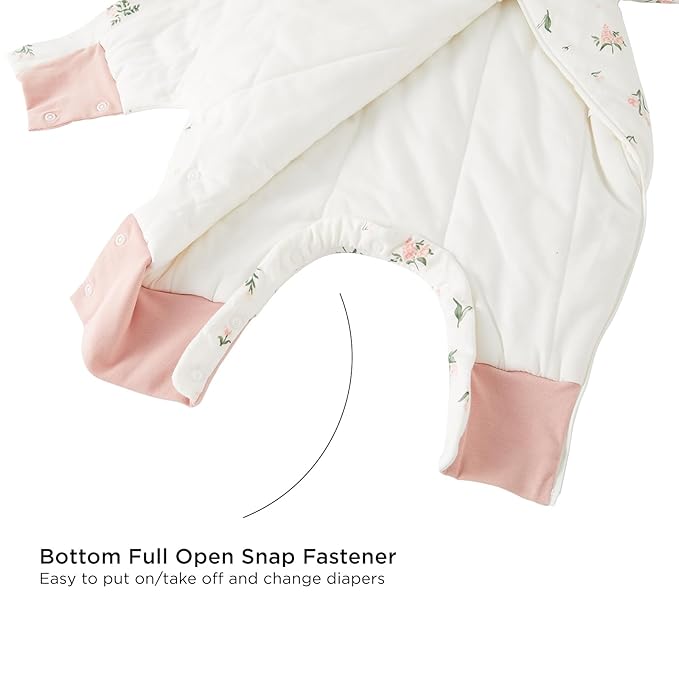 Duomiaomiao 3.5 TOG Toddler Sleep Sack 3-4T 100% Cotton Winter Side Open Zipper Baby Sleep Sack with Feet, Warm Toddler Wearable Blanket