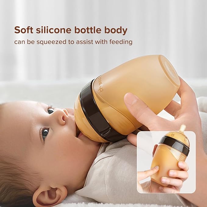 Thyseed Silicone Natural Breast-Like Bottle with Nipple(3-7 Months),8oz，1pack