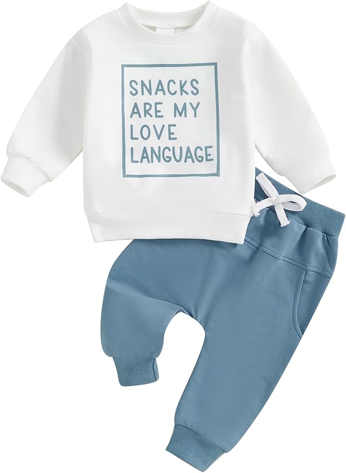 Toddler Baby Boy Fall Winter Outfit Long Sleeve Letter Print Sweatshirts and Jogger Pants Infant Boy Clothes