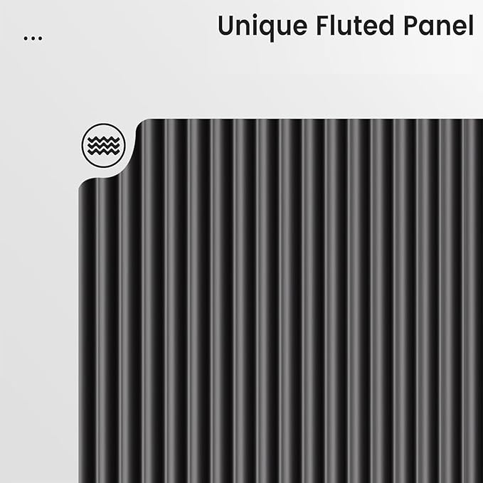 Black Dresser for Bedroom, 8 Drawers Double Fluted Dressers, Modern Chest of Drawers with Curved Profile, Handleless, Storage Closet Dressers for Bedroom, Living Room, Entryways, Natural