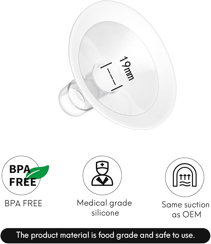 Replace Flanges 2-Pack of 19mm Breast Shields Compatible with Lansinoh, Medela, Spectra Breast Pumps, Pump Parts for Medela Breast Shields Personalfit Flex, Lansinoh Flange Accessories, Spectra Flange