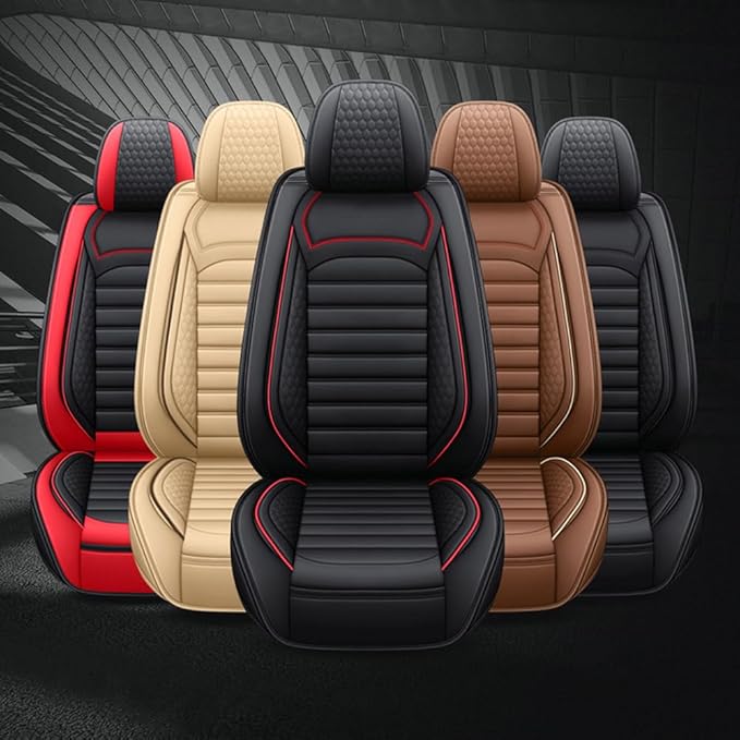 Leather Car Seat Covers for Toyota Corolla 2006-2024,Car Seat Covers Full Set,Seat Covers with Safety,Waterproof Seat Cover Compatible Airbag(5pcs Coffee Standard)