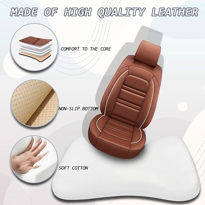 Seat Cover for Dodge ram 1500 2004-2011 | Car Seat Covers Front Seats, Waterproof Seat Protectors, Automotive Front Seat Covers (Front Seat, Coffee)