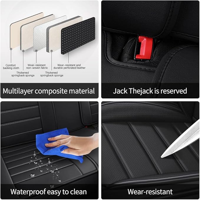 Leather Seat Cover for Ford Edge 2010-2026,Waterproof Soft Seat Covers,Interior Accessories Seat Covers Cushion Vehicle Protector Airbag Compatible(Classic Black,Full Set)
