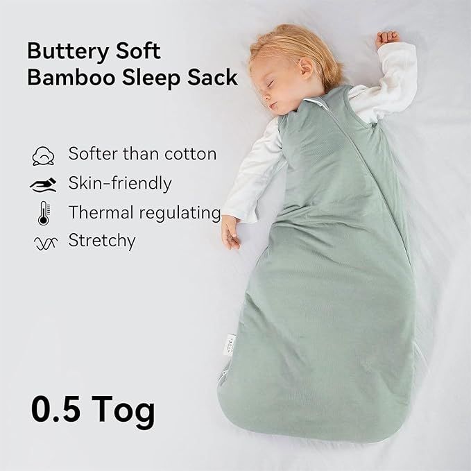 BubblePanda Rayon Made from Bamboo Sleep Sack 18-24 Months 0.5 Tog Soft Lightweight Toddler Sleep Sack 2t for Babies 2-Way Zipper Wearable Blanket Baby 18 Months