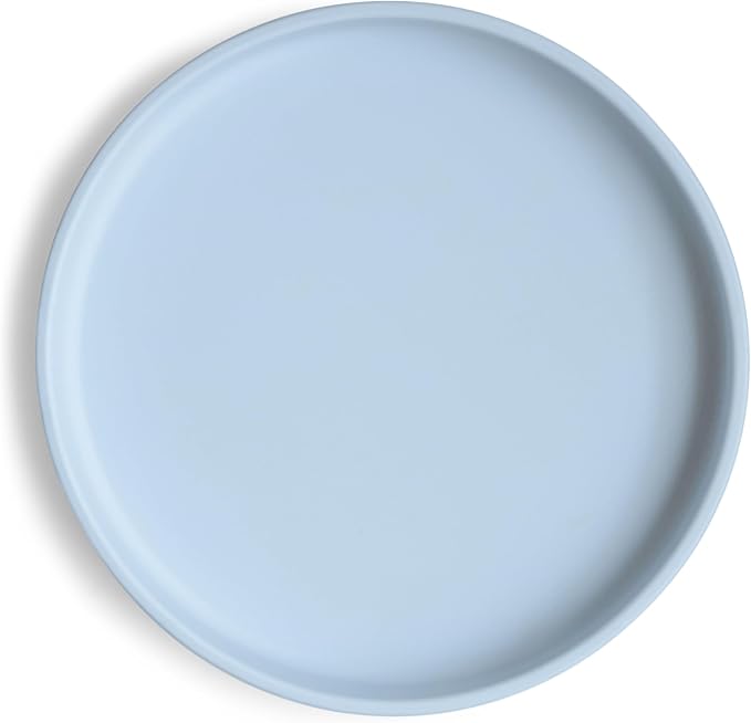 mushie Classic Silicone Suction Plate | BPA-Free Non-Slip Design (Powder Blue)