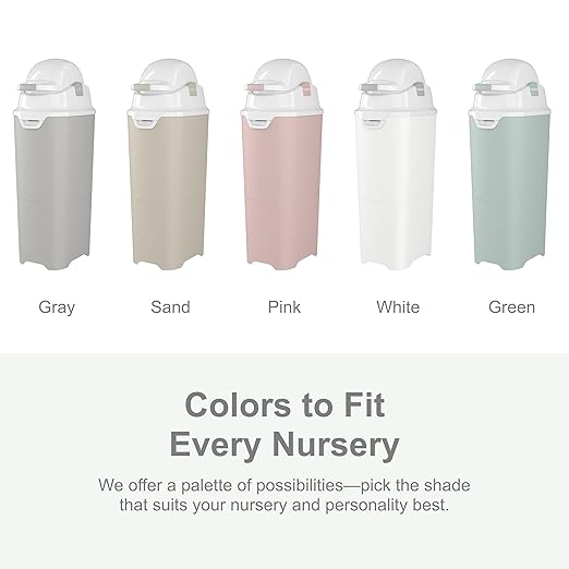 Foundations Tall Diaper Pail with Airtight Lid - Durable & Odorless Diaper Disposal, Large Capacity, Holds up to 60 Newborn Diapers, Refill with Any Bags - White