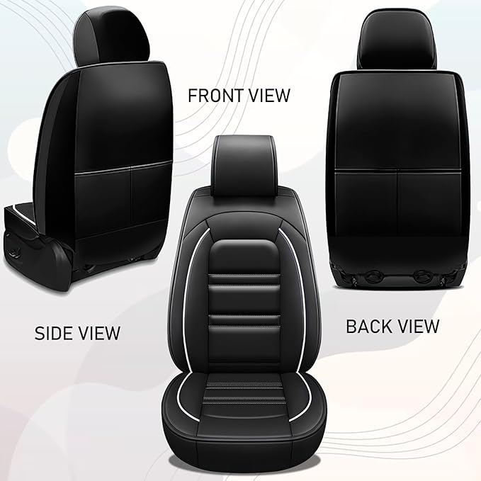 Seat Cover for Chevy Equinox 2005-2025 | Car Seat Covers Front Seats, Waterproof Seat Protectors, Automotive Front Seat Covers (Front Seat, Black&White Line)