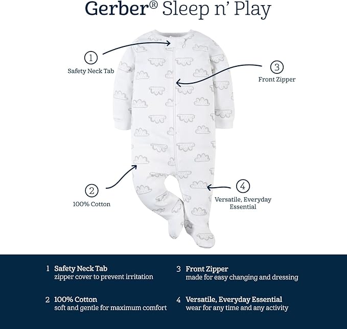 Gerber Baby Boys 4 Pack Sleep 'N Play Footie