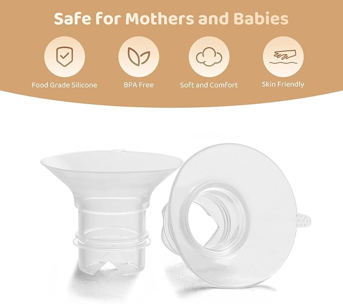 Flange Inserts 19mm Compatible with Medela/Spectra/TSRETE/Elvie/Momcozy/Bellababy Breast Pump 24mm Shields/Flanges, Reduce 24mm Nipple Tunnel Down to 19 mm, 4PCS