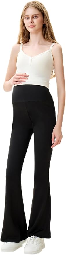 High Waist Yoga Pants, Maternity Bootcut Leggings, Cotton Blend Spandex, Black Gray Light Gray, S-XXL,