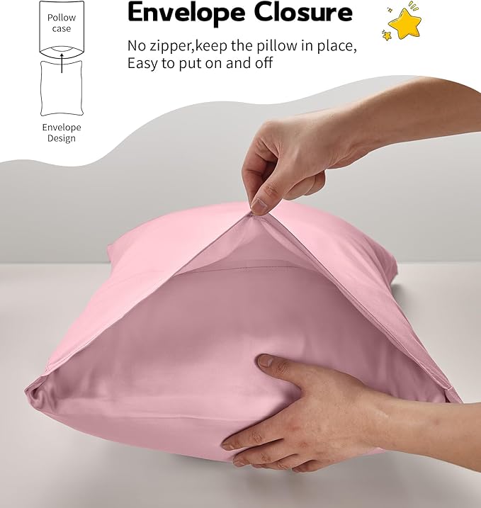 Deep Dream Toddler Pillowcases for 13x18 Pillow 2 Pack, 100% Cotton Travel Pillow Case Cover, 600 Thread Count Cotton Pillow Covers, Soft & Breathable Small Pillow Cases Envelope Closure, Lotus Pink