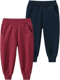 HUAER& Baby Boy's Jogger Pants Dinosaur Car Animal Print Drawstring Elastic Sweatpants 2-Pack