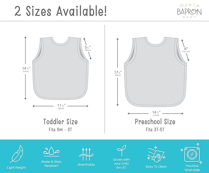 BapronBaby Flutter Boho Floral Bapron - No Neck Tie Safer Bib for Baby & Toddler - Soft Waterproof Stain Resistant - Machine Washable - Sz Baby/Toddler 6m-3T
