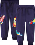 LOKTARC 2 Pack Boys Drawstring Sweatpants Cute Pattern Cotton Sport Jogger Pants