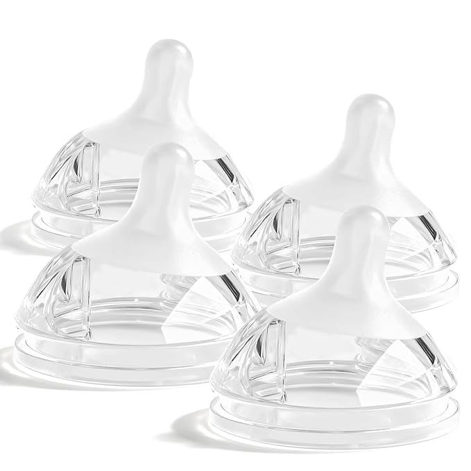 Natural Flow Baby Bottle Silicone Nipple, Extra Slow Flow (SS), 0+ Months, 4 Counts