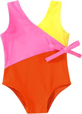 Happy Town Toddler Swimsuit Girl One Piece Bathing Suit Color Block Swimwear Baby Summer Beach Wear