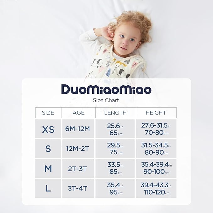 Duomiaomiao 0.5 TOG Toddler Sleep Sack 6-12 Months 100% Cotton Lightweight Baby Sleep Sack with Feet, Breathable Comfy Toddler Wearable Blanket