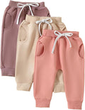 Sejardin Toddler Baby Boy Girl Pants 3 Pack Solid Color Elastic Waist Jogger Sweatpants Newborn Infant Casual Bottoms