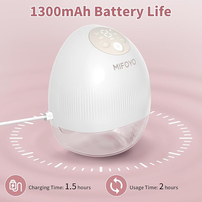 Breast Pump, Wearable Breastfeeding Pump, Electric Breast Pumping, Hands Free Breast Pump with 4 Modes & 9 Levels - Portable Milk Pump, Smart Display for Moms, 24mm 1 Pack