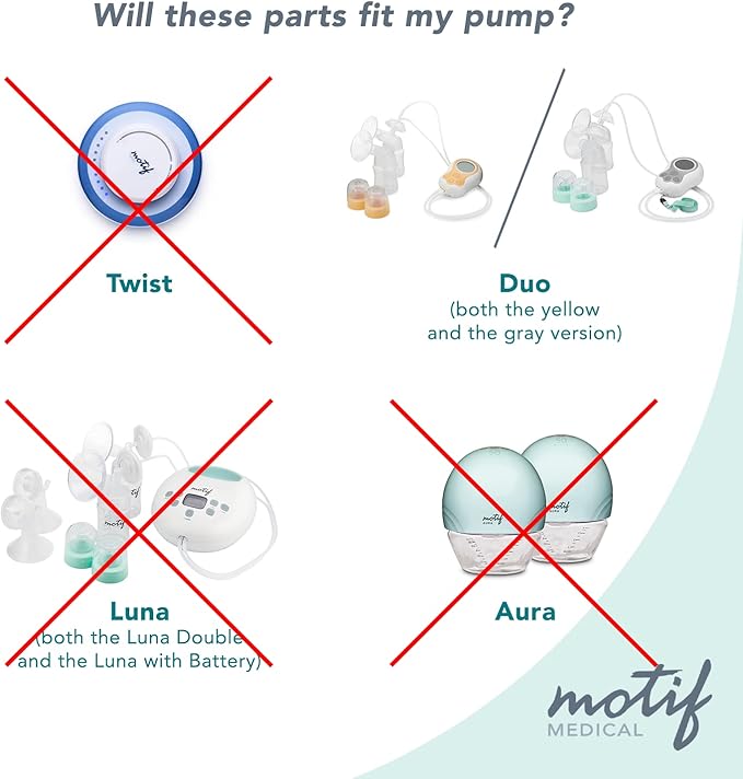 Motif Medical Duo Breast Pump Flange – Comfortable Breast Pump Flanges for Better Milk Flow & Pumping Ease - Ideal Breast Pump Flange Insert for Breastfeeding Moms (2 Shields, 24mm)