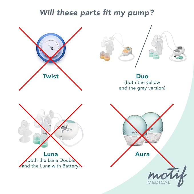 Motif Medical Breast Milk Storage Bottles for Duo Breast Pump - Durable Plastic Breastfeeding Essentials w/Locking Rings, Lids & Nipple Caps - Breast Milk Container (Set of 2, 160 ml)