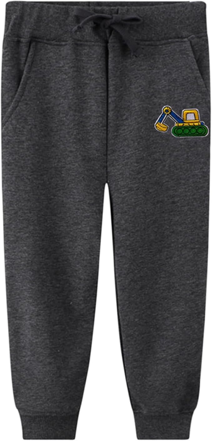 LOKTARC 2 Pack Boys Drawstring Sweatpants Cute Pattern Cotton Sport Jogger Pants