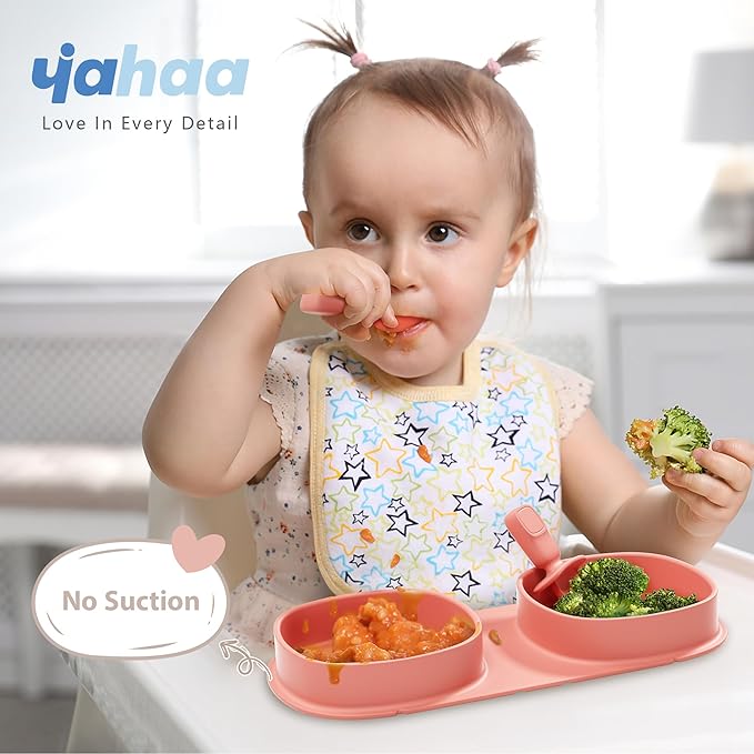 Silicone Foldable Novelty Dinner Plates,Baby Plates Travel Essential with Forks and Spoons,Microwave & Dishwasher SafeWatermelon