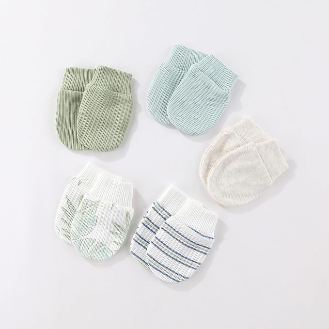 Fashion Baby Boy Girl Clothing Set Cotton Soft 3-Piece Long Sleeve Button Rompers 5-Pack Hats&Gloves Infant Clothes