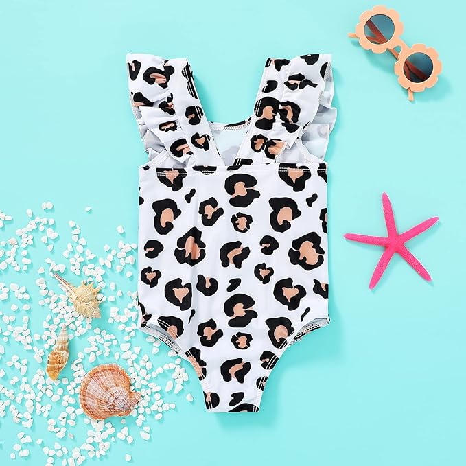 Happy Town One-Piece Infant Toddler Baby Girl Summer Swimsuit Watermelon Leopard Ruffle Swimwear Bikini Bathing Suit