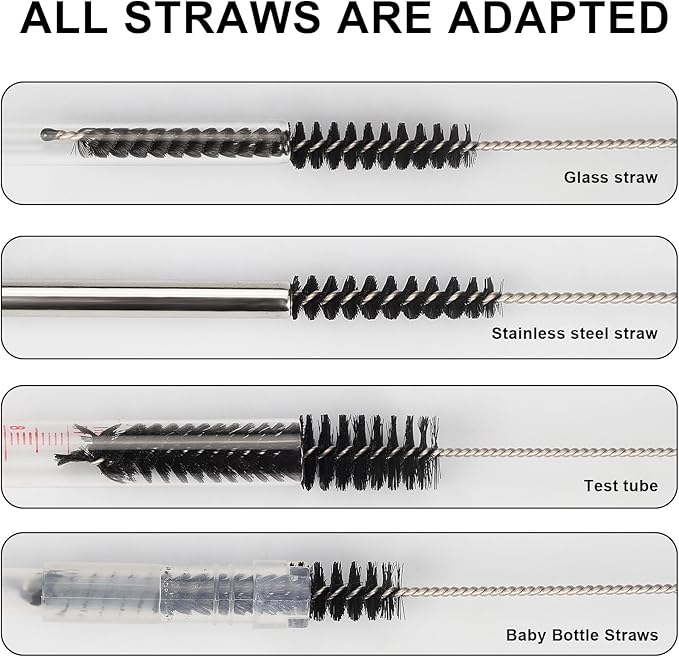 Straw Cleaner Brush Set, 12 Pieces Botthle Cleaning Brush and Nylon Tube Brush Brush, 11.8 Inch Long Cleaning Brush Kit for Water Bottle, Straws on Tumbler, Sippy Cup, Tea Pot Spout