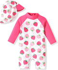 Aalizzwell Baby Girls Long Sleeve One Piece Bathing Suit with Hat