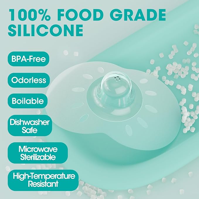 CheriBaby Nipple Shield, Contact Nipple Shield for Breastfeeding with Difficulty Sucking or Flat or Inverted Nipples, 1 Pair with Carrying Case, 100% Food Grade Silicone, BPA/BPS Free, S