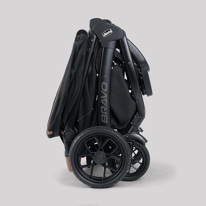 Chicco Bravo Primo ClearTex Trio Travel System, Bravo Primo Quick-Fold Stroller with Chicco KeyFit Max Zip ClearTex Infant Car Seat, Car Seat and Stroller Combo | Somerset/Black