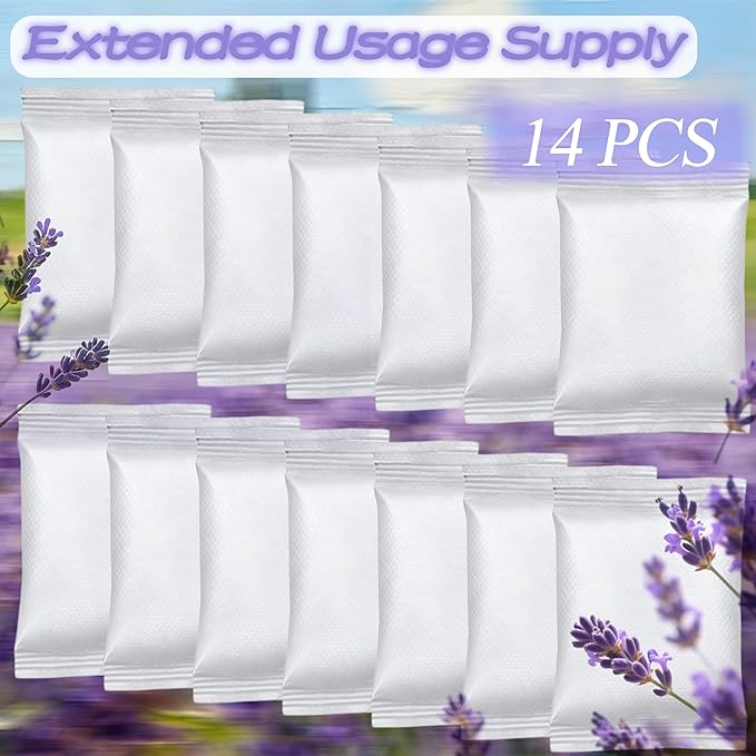 NewKe 14 Pcs Lavender Scent Baking Soda Refills for Puck Baking Soda Cartridge, Diaper Pail Deodorizer Replacement Odor Eliminator Compatible with Munchkin Step and Pall Diaper Pails
