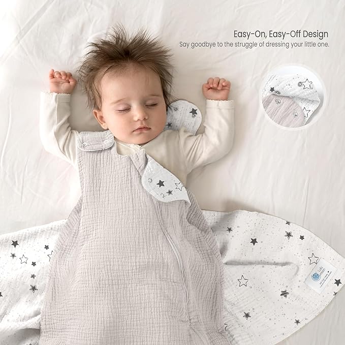 lulumoon Sleep Sack Muslin for Baby: Cotton Wearable Blanket for 9-15 Months - Soft Lightweight Ideal for Nursery Lounge Nighttime Naptime 12-18 Months