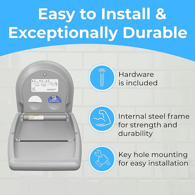 Koala Kare Surface-Mounted Horizontal Baby Changing Station, Model KB300-01 (Grey)