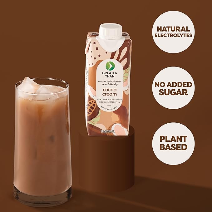 Greater Than Lactation Supplement Support, Coconut Water, Vitamins & Electrolyte Drink for Breastfeeding, Breast Milk & Immune Support, Variety Pack & Cocoa Cream (20 Pack)