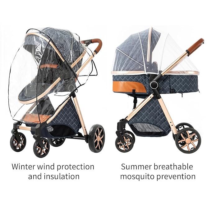 2 in 1 Baby Stroller with Bassinet Mode, Reversible Infant Pram, One-Click Folding, Newborn Travel Stroller, Convertible Toddler Standard Pram Carriage (X2US-Khaki)