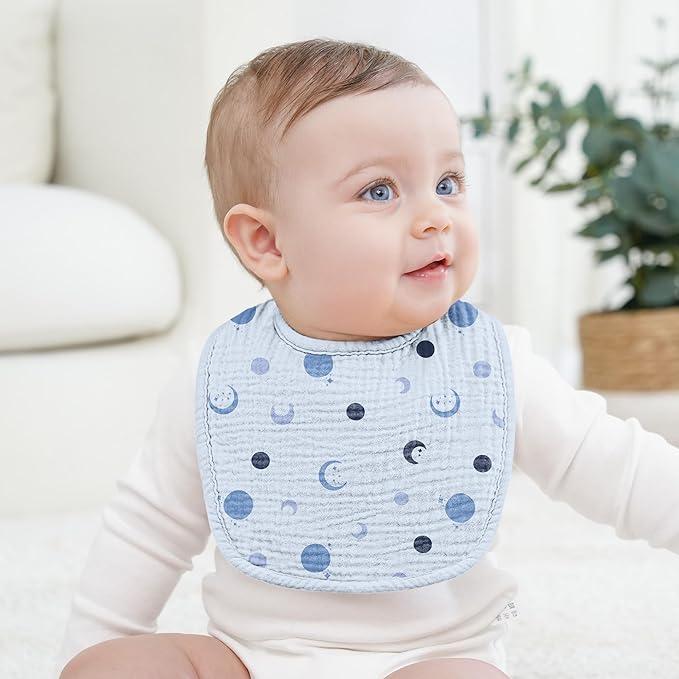 100% Cotton Muslin Baby Bibs 10-Pack Baby Drool Bibs for Unisex Baby Toddlers Infant Newborns Drooling and Teething